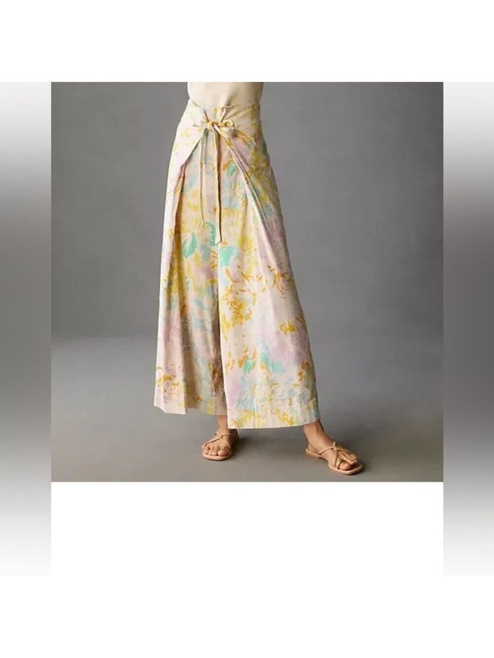 - Maeve Wide Leg Linen Wrapped Pants Size 2